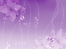 梦幻紫色花朵线条电视背景墙
