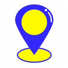 黄蓝撞色卡通立体坐标定位UI图标
