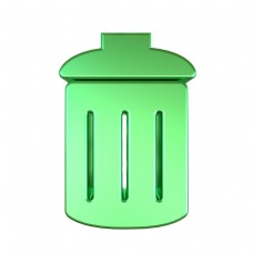C4D绿色金属质感垃圾桶立体图标