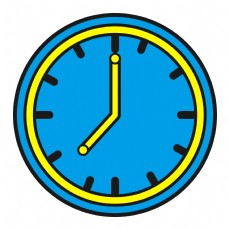 黄蓝撞色卡通风可爱钟表手表表盘UI图标