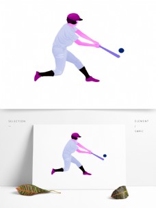 手绘打棒球的女孩人物插画