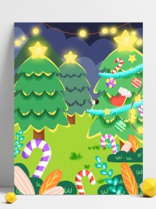 绿色圣诞树节日背景设计