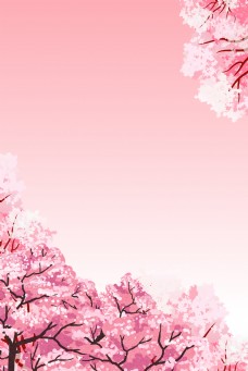 粉色清新浪漫出游记桃花背景