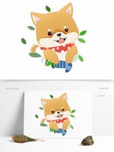 可爱小动物卡通一只可爱的小柴犬动物设计