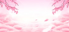 粉色唯美浪漫春季桃花海报背景