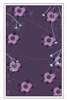紫色花卉藤条卡通背景