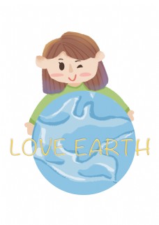 世界人物世界地球日小女孩人物爱护地球