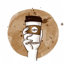 咖啡杯手拿咖啡PNG免抠素材
