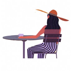 青春时尚紫色坐着的女生元素