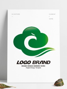 矢量简约绿色云朵LOGO公司标志设计