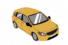 小轿车橙色小型轿车插画