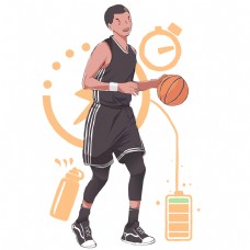 篮球运动运动打篮球的男孩插画
