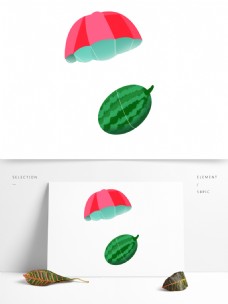 素材瓜果卡通绿色西瓜水果PNG素材