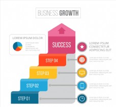 创意商务创意台阶箭头商务信息图