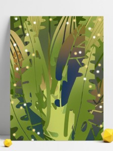 手绘春分节气发光绿叶背景设计