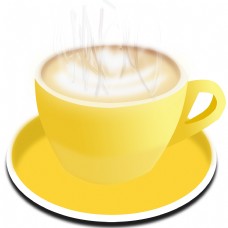咖啡杯黄色冒气的咖啡插图