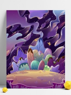 紫色流体树林背景设计