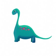 可爱的绿色小恐龙插画