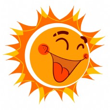 高兴开心的笑脸太阳插画