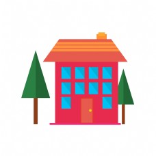 红房子红色简约房子插图