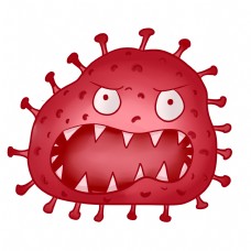 红色卡通拟人细菌