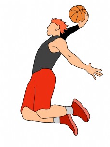 扣篮的篮球运动员插画