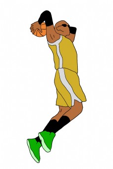 运动跃动跳跃的篮球运动员插画