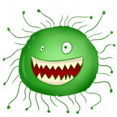 绿色的拟人细菌插画