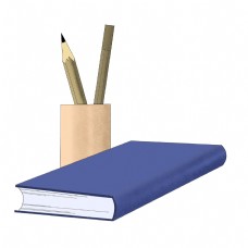 装饰用品蓝色书本立体铅笔插图