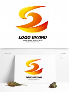 矢量动感红黄飘带标志设计公司logo