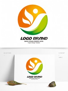 设计公司矢量创意黄绿飞鸟绿叶公司标志LOGO设计