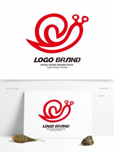 标志设计矢量卡通红色蜗牛LOGO设计公司标志