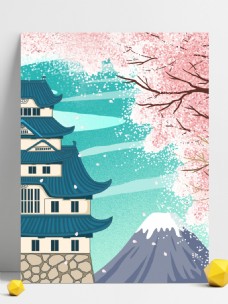 日本设计手绘日本樱花背景设计