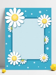 四月花卉白色雏菊蓝色小清新卡通背景