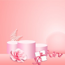 粉色花朵化妆品PSD分层主图背景素材
