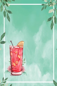 创意手绘清新西瓜果汁美食海报背景