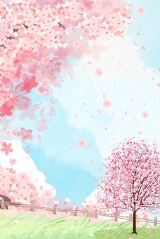 海景模板日本樱花节旅游宣传海报背景模板