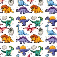 多个恐龙矢量图