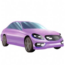 一辆紫色小轿车插图