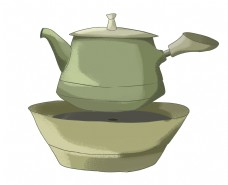 装饰用品绿色老式茶壶插图