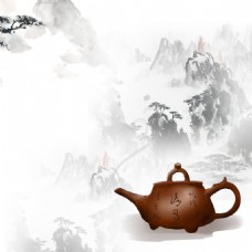 中国风山水水墨茶叶用品淘宝主图