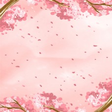 春季粉色花朵边框春天宣传背景素材