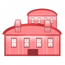 红房子漂亮的红色房子插画