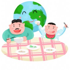 世界地球日光盘行动绿色环保板绘插画元素