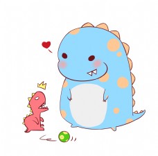 可爱的蓝色恐龙插画