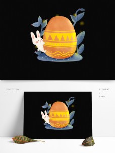 手绘复活节兔子藏彩蛋系列元素
