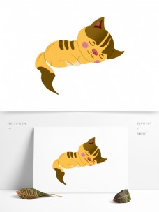 卡通手绘睡觉的猫咪动物设计