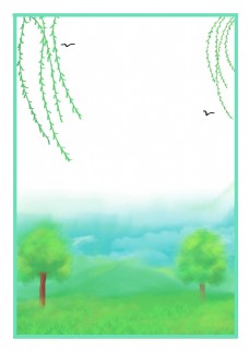 清明节柳树绿色边框