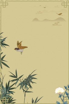中国风复古竹子海报背景