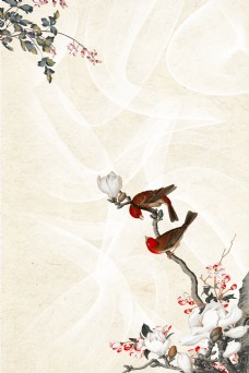 中国风复古工笔画海报